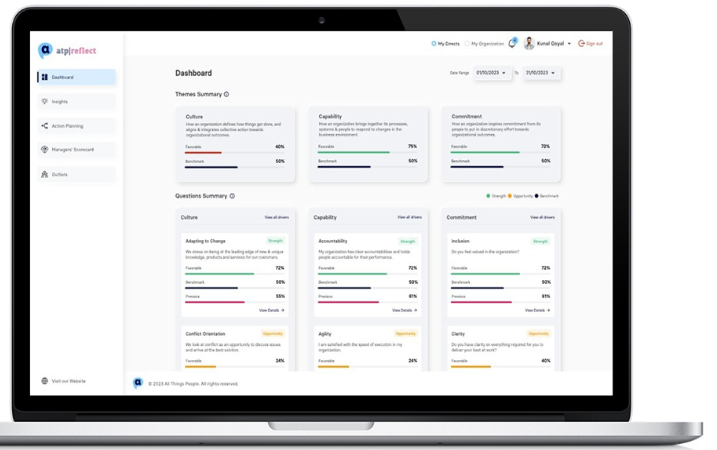 ATP Reflect dashboard displayed on a laptop