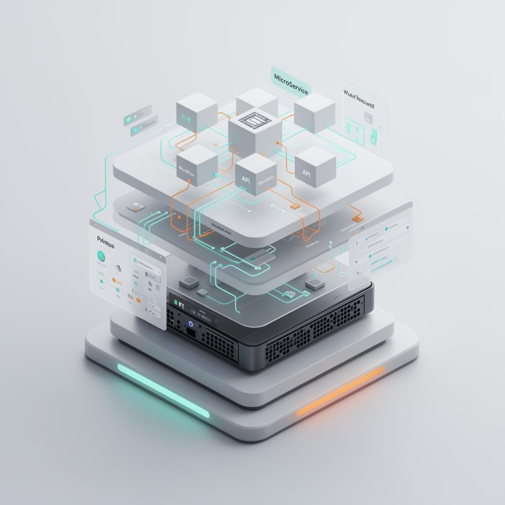Isometric scalable product platform with API and microservice layers